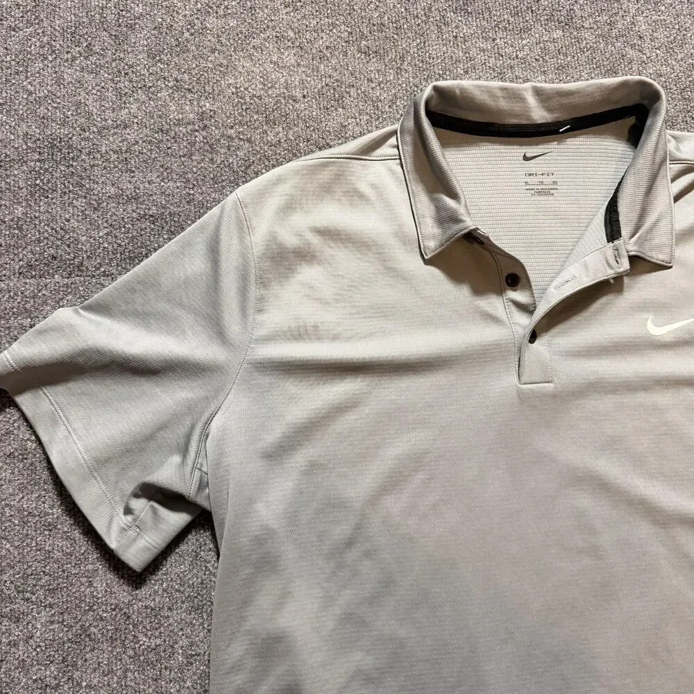 Nike Polo Shirt Mens XL Gray Dri-Fit Short Sleeve Golf Athletic Performance